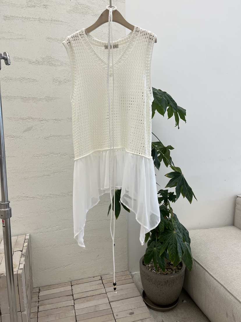 DARAK韓國直郵女士新款休閑人氣職業連衣裙含腰繩雪紡撞色DARAK連衣裙