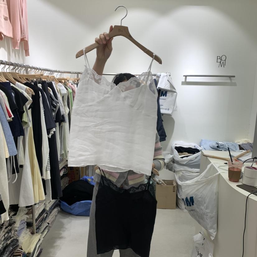 BY BOMI韓國代購女裝新款26春夏休閑職業吊帶背心蕾絲亞麻BY BOMI吊帶/背心