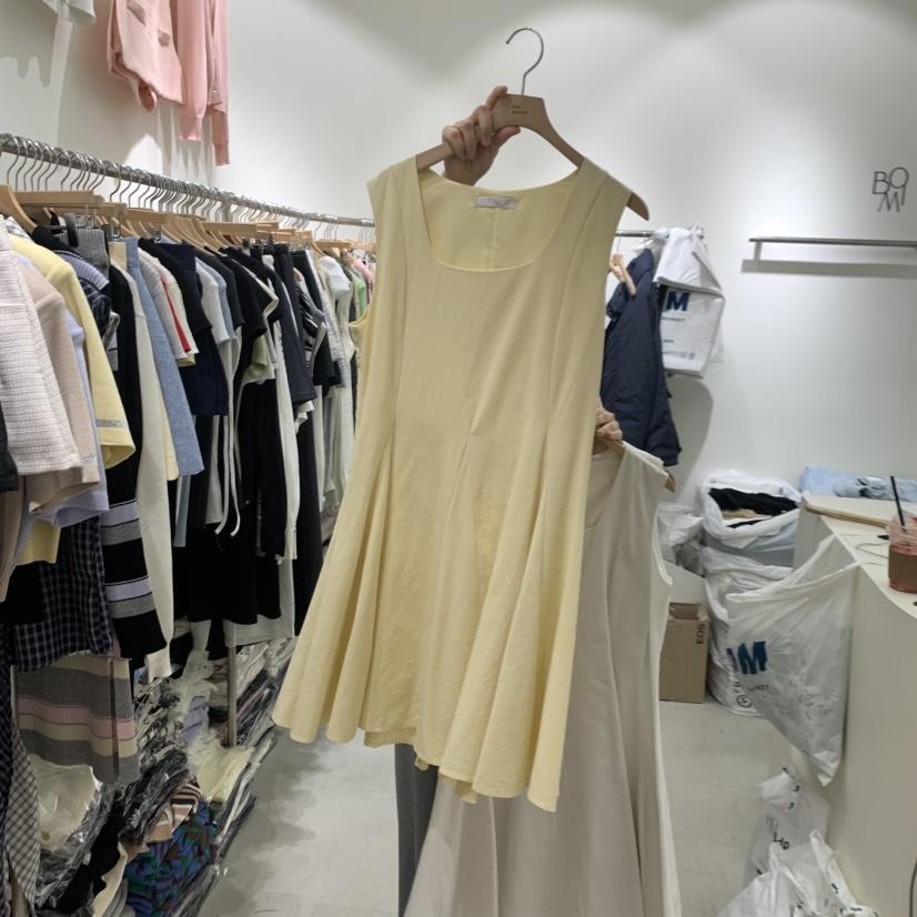 BY BOMI韓國直郵女裝新品26春夏人氣休閑連衣裙喇叭亞麻BY BOMI連衣裙