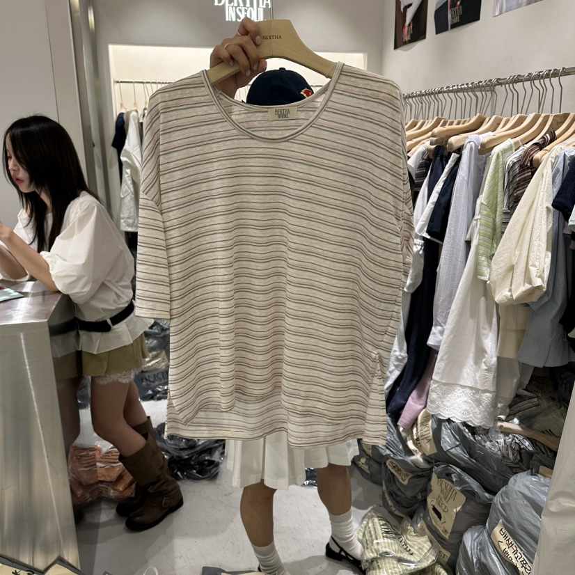 BERTHA韓國直郵女士新款時尚熱賣人氣職業26春夏推薦休閑T恤BERTHAT恤