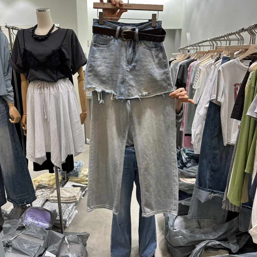 PART3韓國直郵女士新品職業26春夏休閑推薦牛仔褲含腰帶復古Part.3牛仔褲