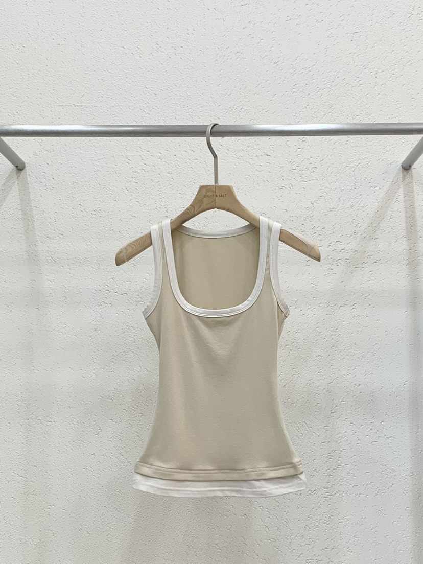 LIGHT AND SALT韓國東大門直郵女士新款休閑吊帶背心莫代爾撞色LIGHT AND SALT吊帶/背心