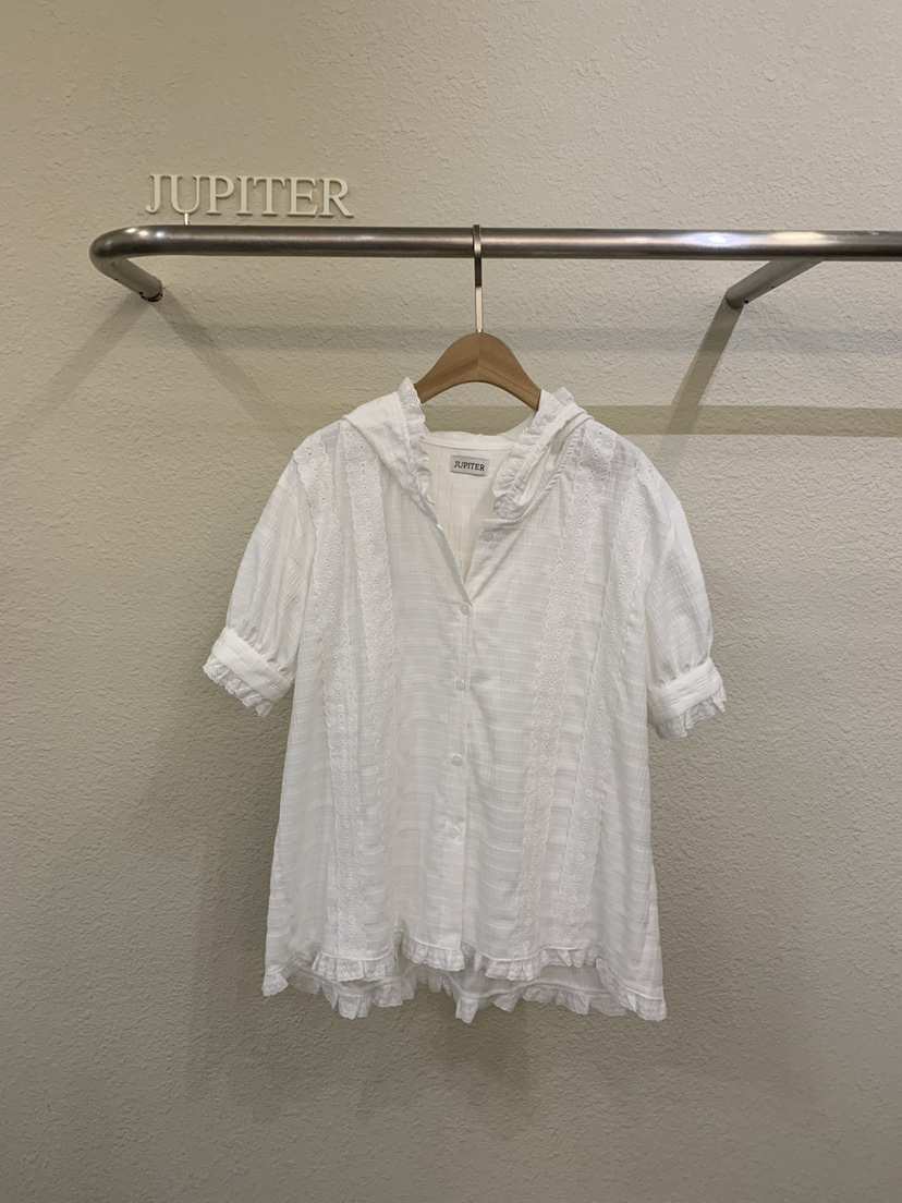 JUPITER韓國直郵女士新款職業時尚休閑推薦襯衫蕾絲衫連帽衫JUPITER襯衫/蕾絲衫