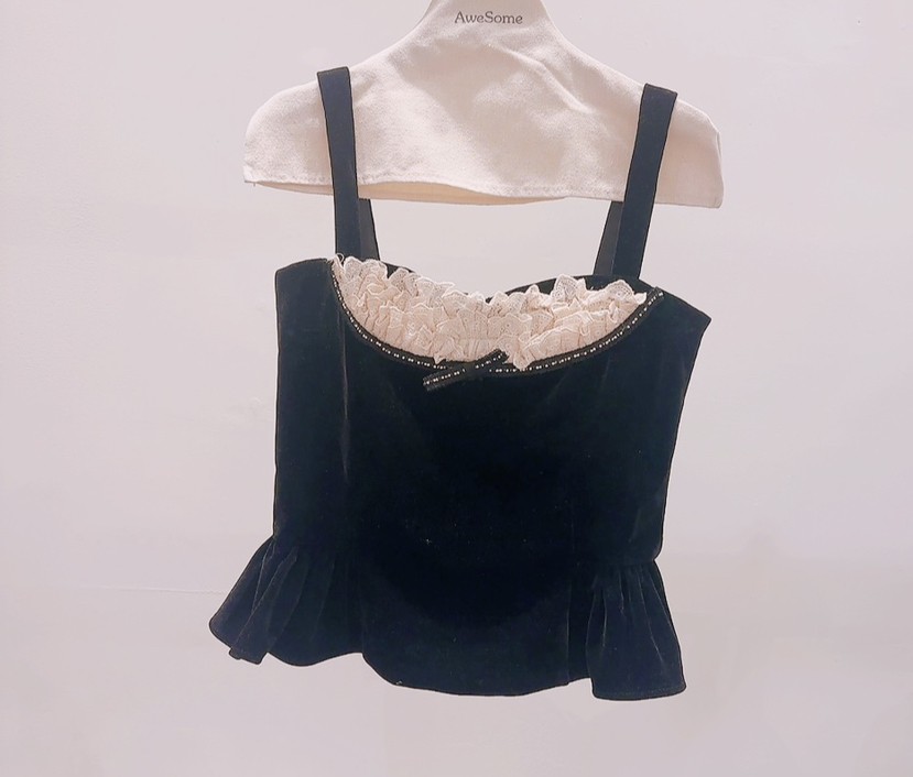 AWESOME-P韓國東大門直郵女士新品時尚推薦吊帶背心天鵝絨AWESOME-P吊帶/背心