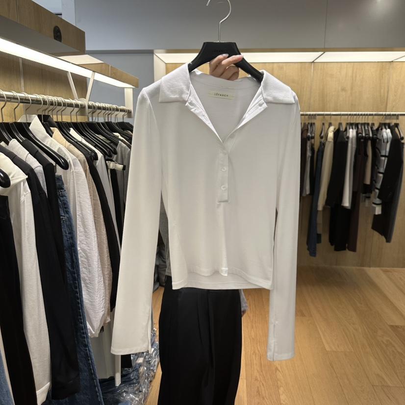 LEFANCY韓國直郵實拍女裝新品休閑熱賣職業推薦長袖T恤開衩LEFANCY長袖T恤