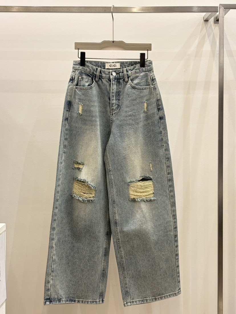 CICI韓國直郵女士新款26春夏時尚休閑職業人氣牛仔褲復古Ci Ci牛仔褲