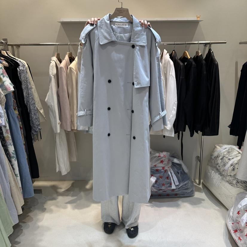 HER/PLAYLIST韓國東大門直郵女裝新品時尚長款風衣含腰帶打折HER/PLAYLIST長款風衣