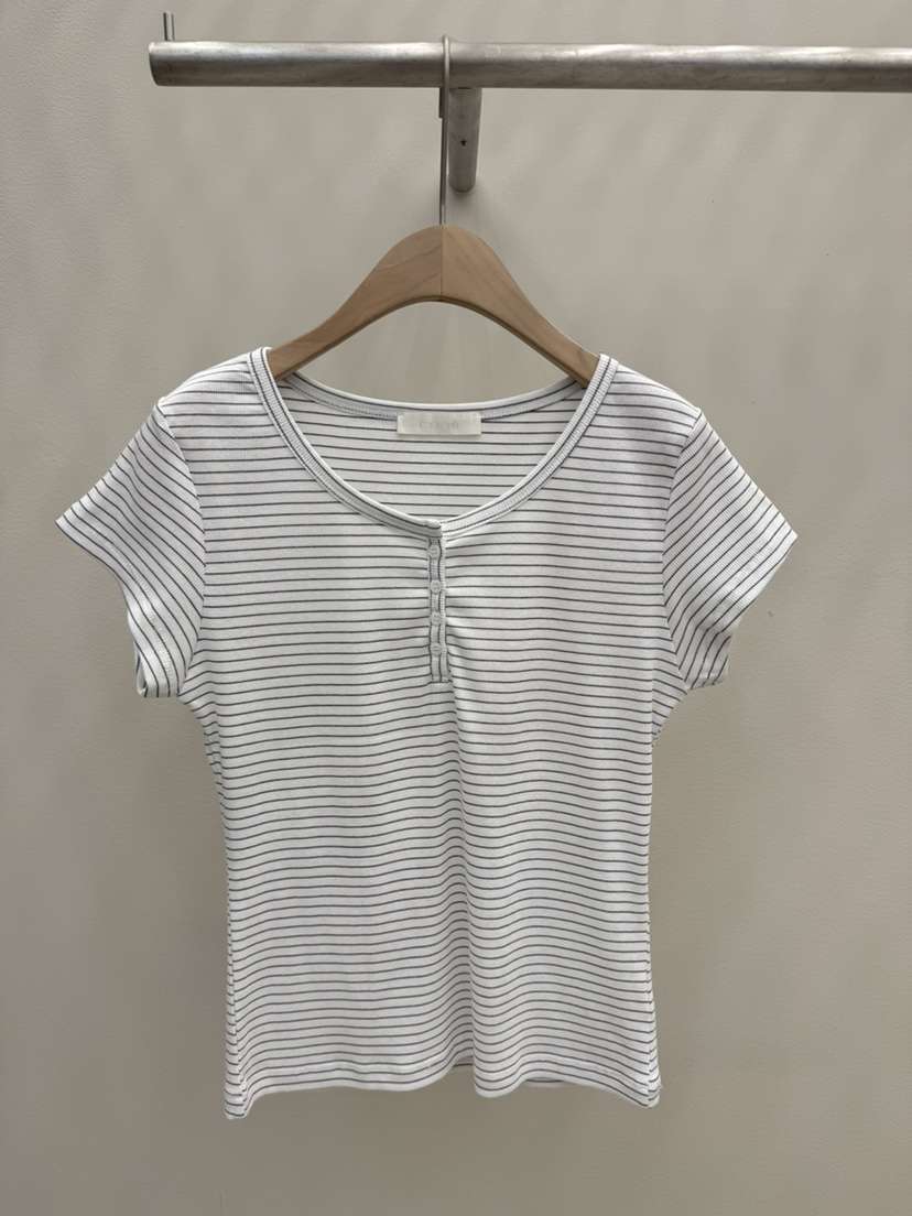 EOOB/LAMEREI韓國東大門直郵女士新品休閑時尚熱賣T恤條紋EOOB/LAMEREIT恤