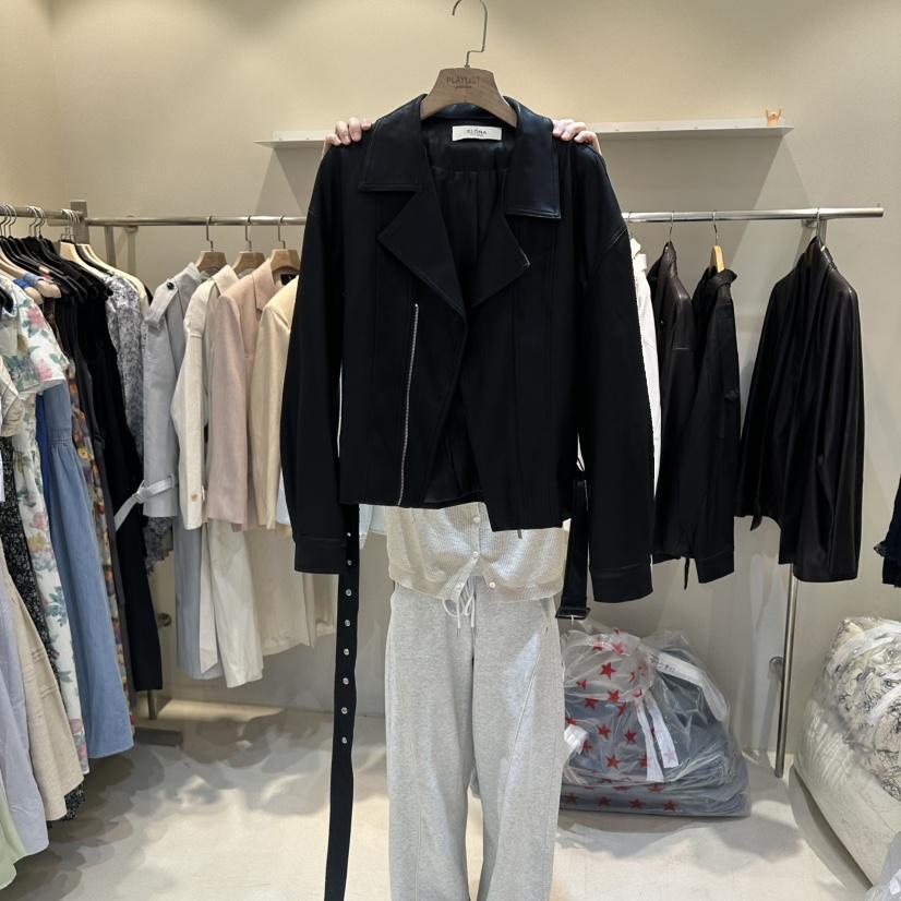 HER/PLAYLIST韓國代購女裝新款時尚休閑26春夏夾克含腰帶拉鏈HER/PLAYLIST夾克