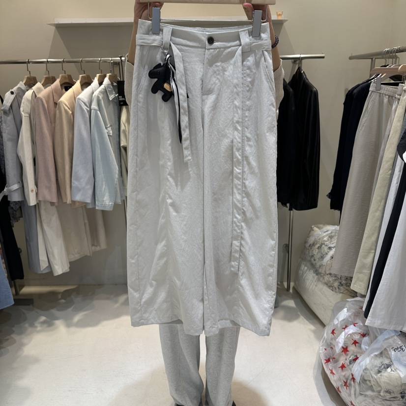 HER/PLAYLIST韓國直郵實拍女士新品休閑休閑褲含腰帶直筒褲HER/PLAYLIST休閑褲