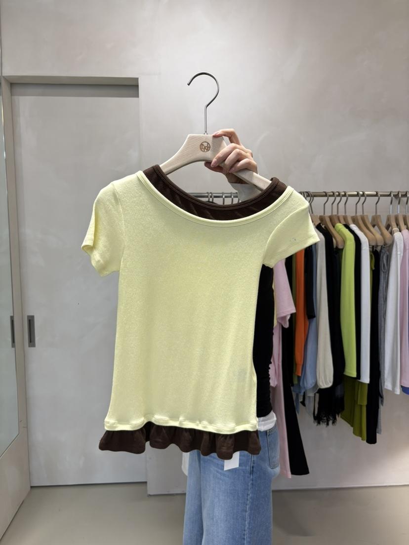 LIVE AID-P韓國東大門代購女士新品26春夏T恤假兩件疊穿LIVE AID-PT恤