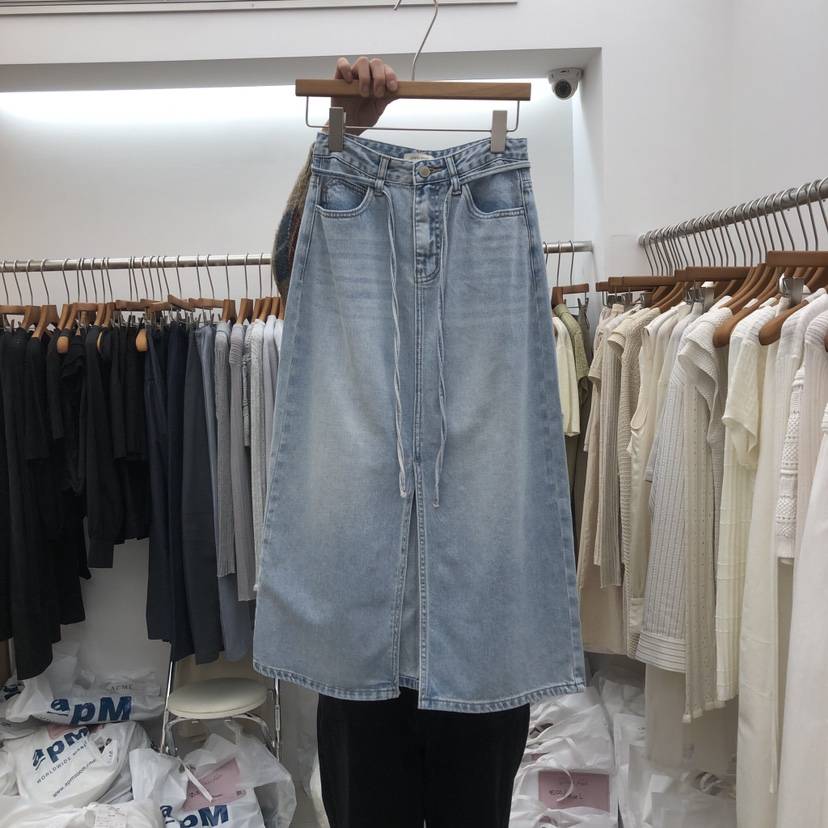 DRESS ROOM韓國代購女士新品人氣熱賣休閑職業長裙含腰繩DRESS ROOM長裙