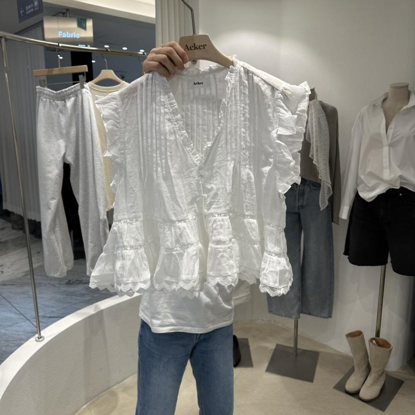 ACKER韓國代購女士新款職業休閑推薦時尚26春夏襯衫蕾絲衫ACKER襯衫/蕾絲衫