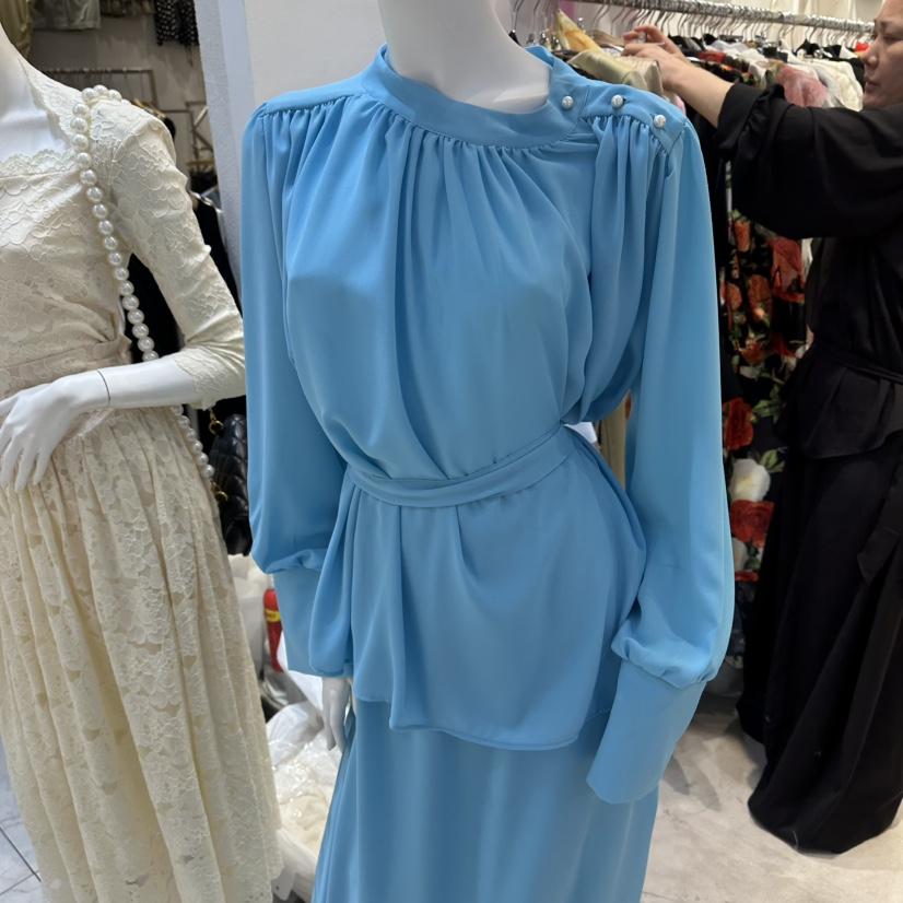 SENSIBLE-S韓國東大門直郵女士新款26春夏襯衫蕾絲衫含腰帶雪紡褶皺SENSIBLE襯衫/蕾絲衫