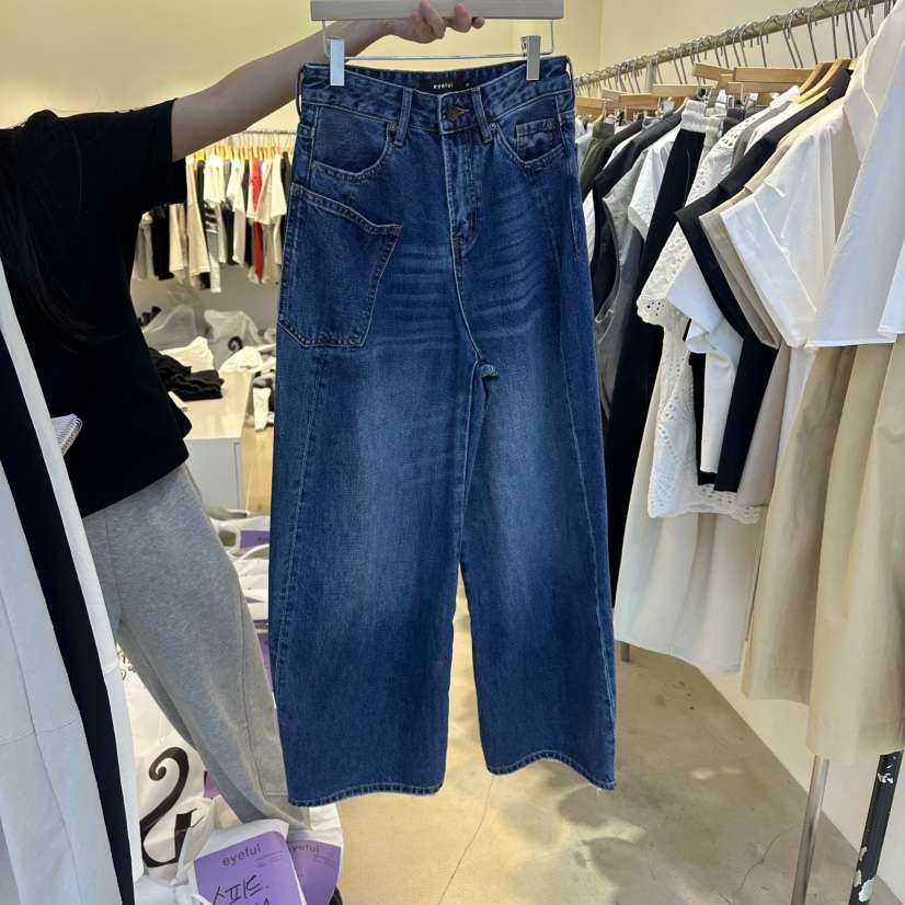 EYEFUL-Q韓國代購女裝新款職業時尚熱賣人氣休閑牛仔褲口袋eyeful牛仔褲