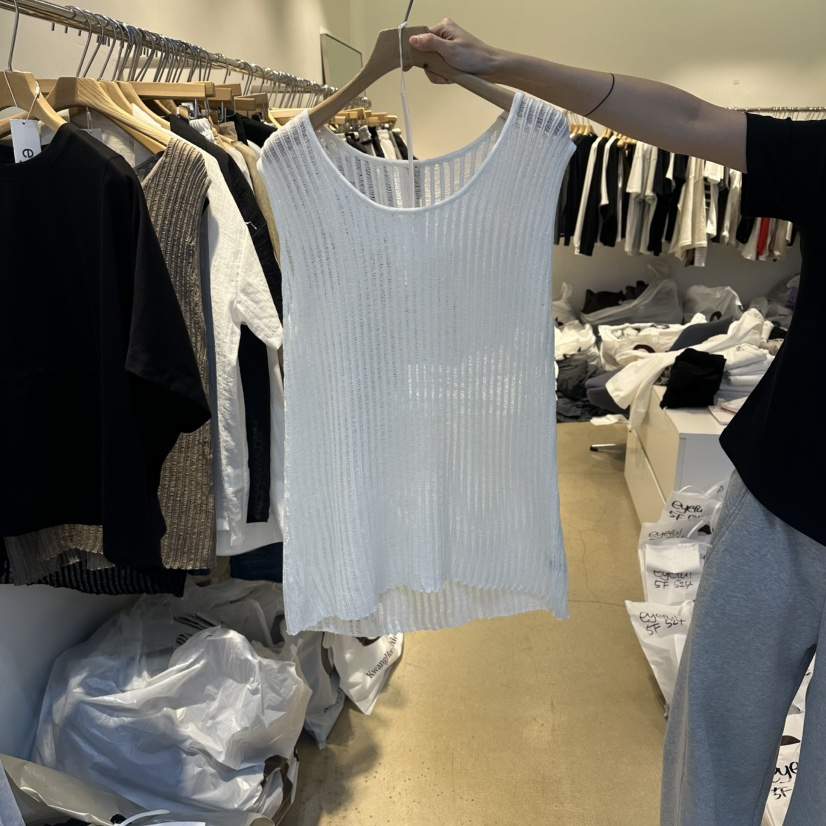 EYEFUL-Q韓國直郵女裝新款人氣時尚熱賣吊帶背心亞麻羅紋eyeful吊帶/背心