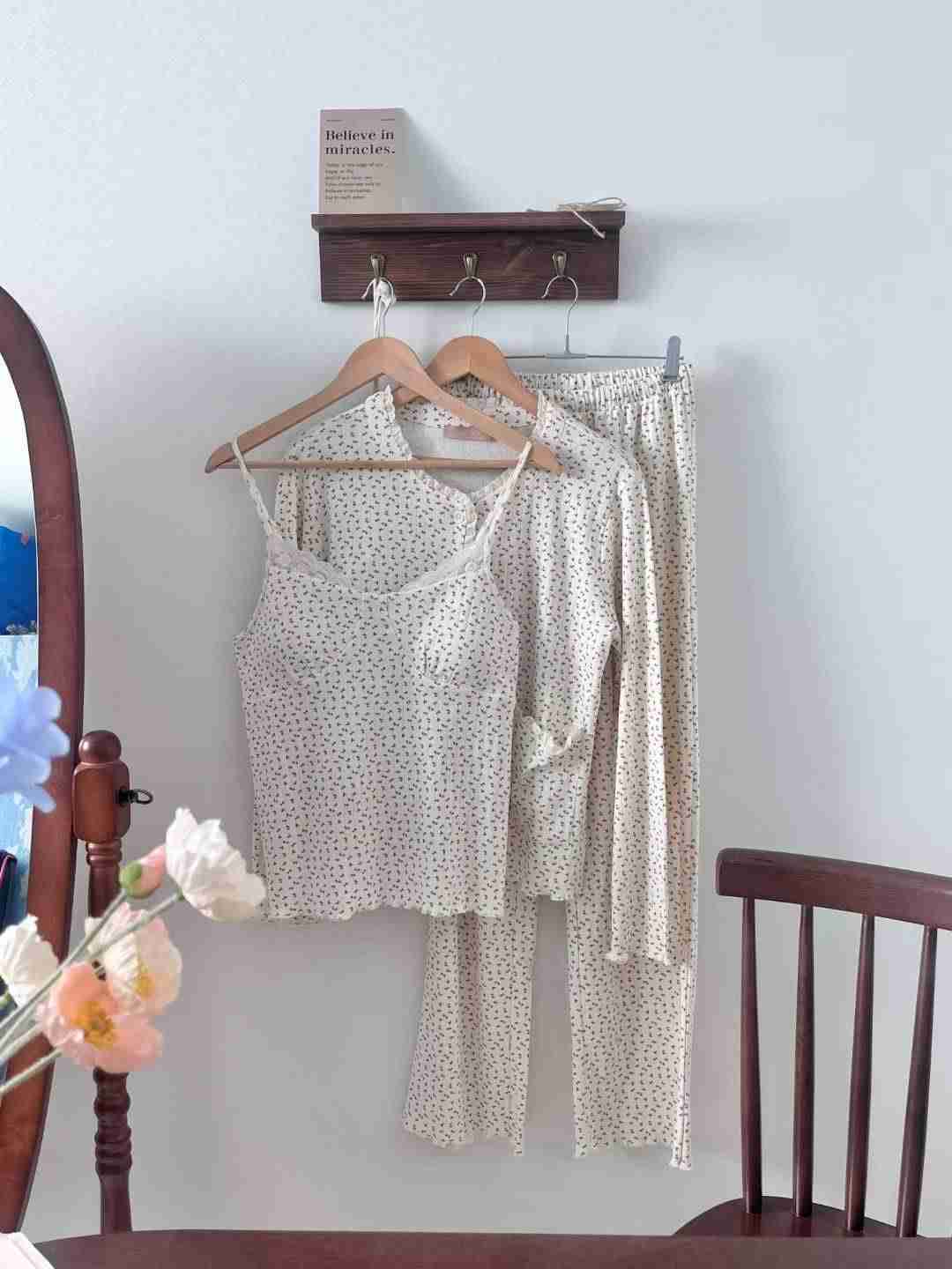 VICTORIA-P韓國東大門直郵女裝新品人氣休閑熱賣睡衣三件套VICTORIA睡衣