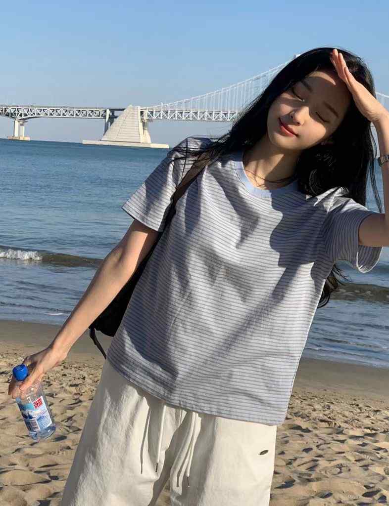 SLEEK-슬릭-OT韓國直郵女裝新款休閑26春夏人氣T恤條紋SLEEKT恤