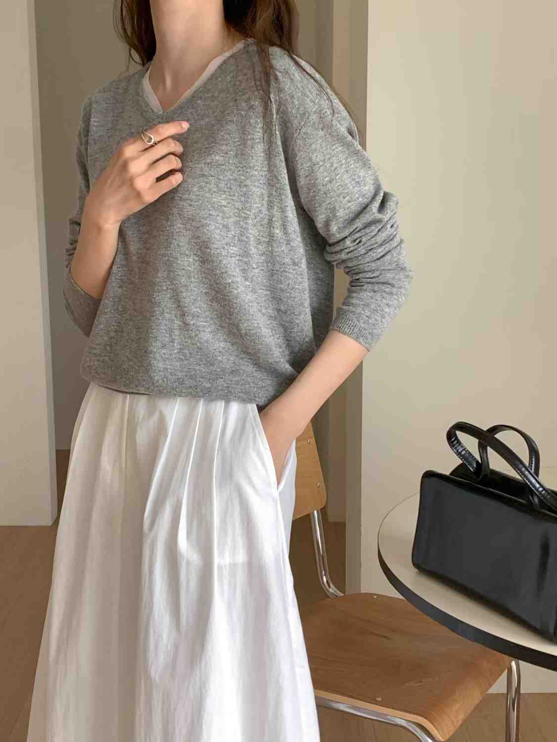 SUNDAY/FF東大門實拍女士新款休閑針織衫不含內搭真絲雪紡SUNDAY/FF針織衫