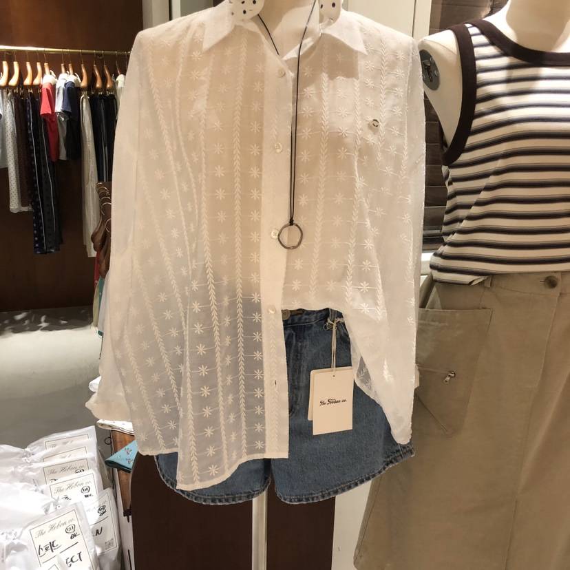 HEBON韓國東大門代購女裝新款職業人氣襯衫蕾絲衫天絲刺繡HEBON襯衫/蕾絲衫