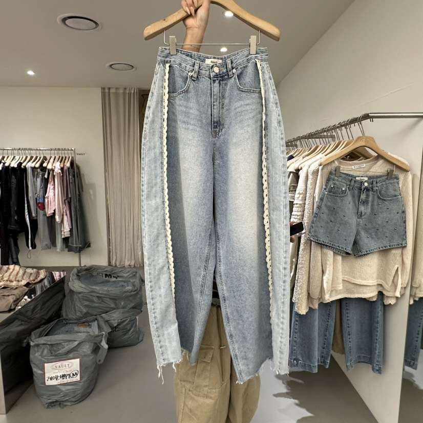 VAULT韓國直郵女裝新款職業休閑人氣推薦26春夏牛仔褲蕾絲VAULT牛仔褲