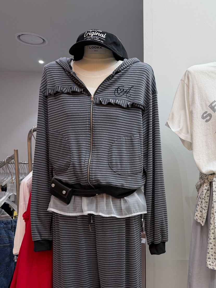 LOOKK/MIMME韓國直郵實拍女裝新款26春夏熱賣衛衣刺繡拉鏈LOOKK/MIMME衛衣