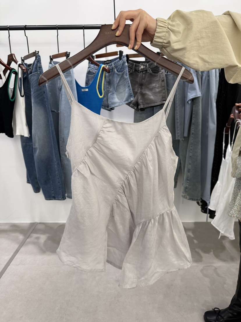 WATERMELON韓國東大門代購女士新款人氣職業吊帶背心褶皺WATER MELON吊帶/背心