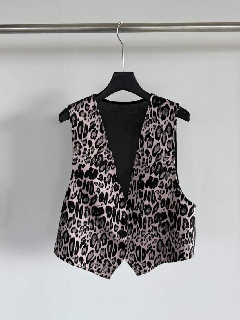 LE AVE韓國直郵實拍女裝新款熱賣時尚26春夏休閑馬甲豹紋LE AVE馬甲