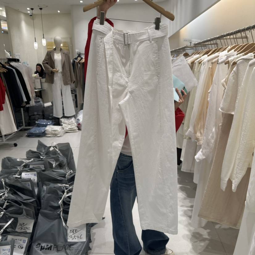 BLUEI-D/N SHARP韓國東大門代購女裝新款26春夏休閑褲含腰帶Blue i-d/N SHARP休閑褲