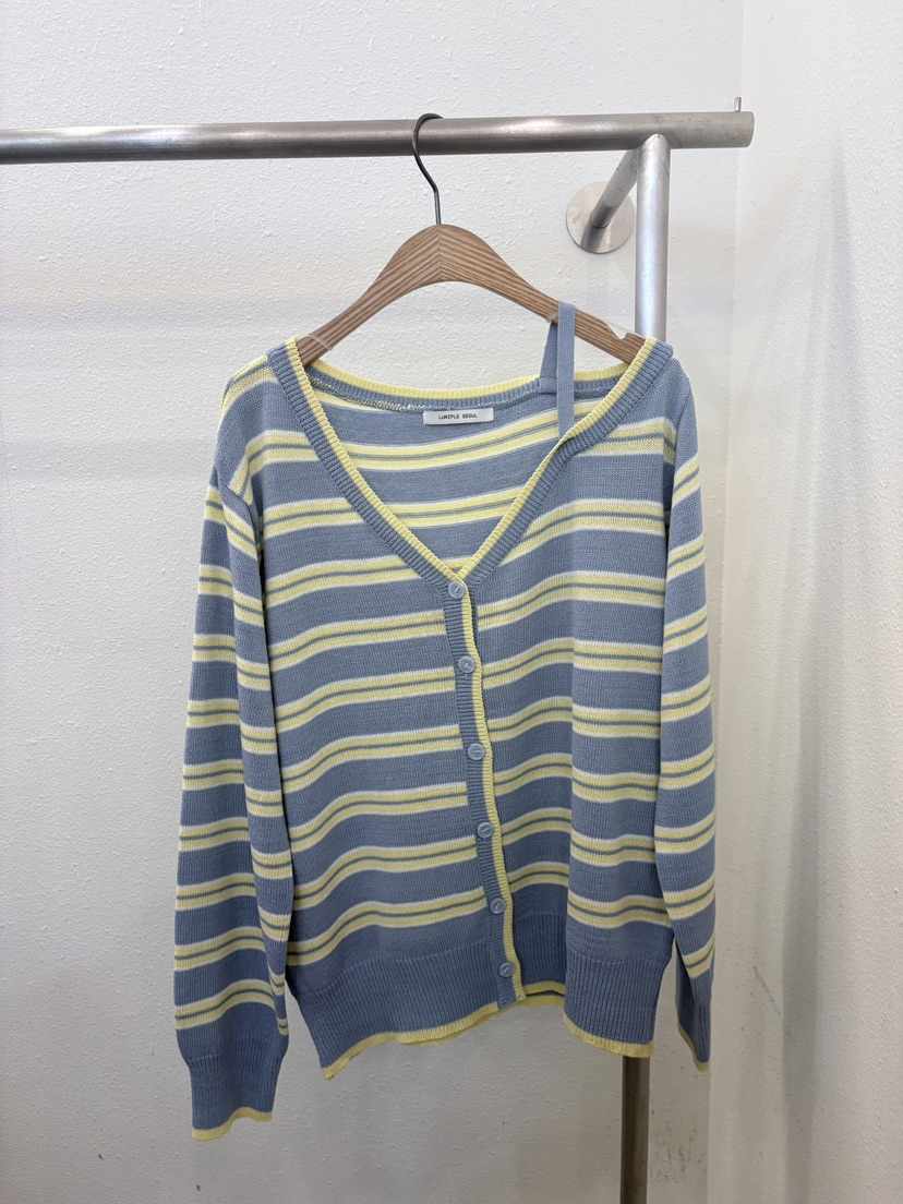 LUMIPLE韓國直郵女裝新款休閑時尚26春夏職業針織衫露肩開衫LUMIPLE針織衫