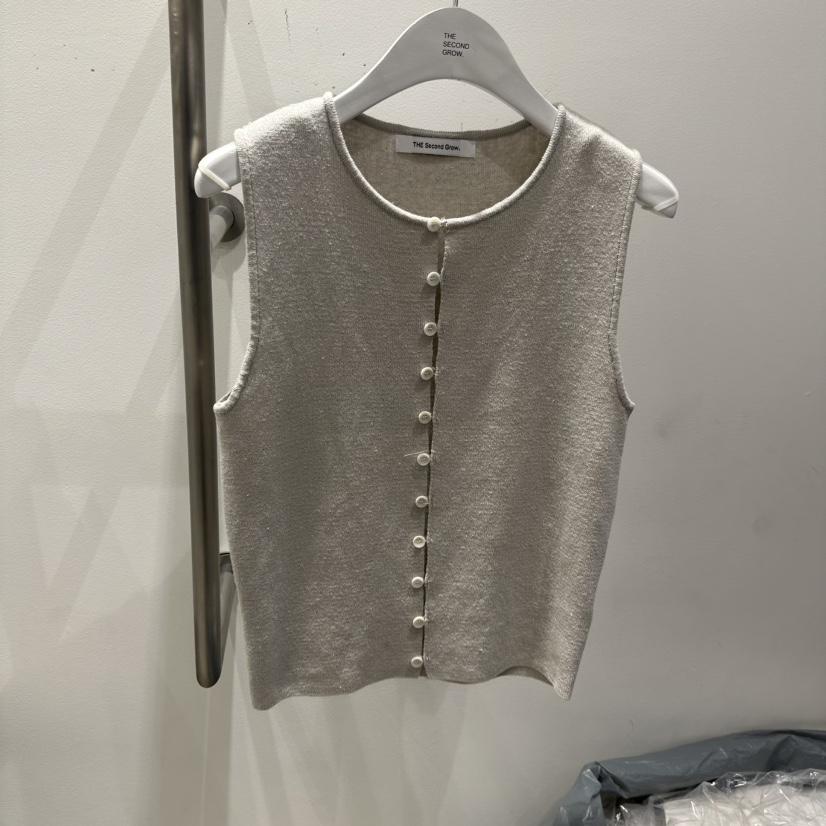 THE SECOND GROW/QUEENSRABBIT韓國代購女士新品休閑吊帶背心紐扣THE SECOND GROW/QUEENSRABBIT吊帶/背心