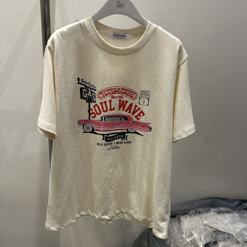 THE SECOND GROW/QUEENSRABBIT韓國直郵實拍女士新品熱賣T恤復古THE SECOND GROW/QUEENSRABBITT恤