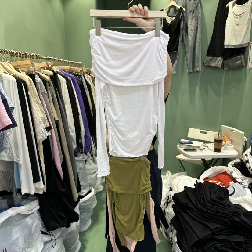 ROMANTIC NEWYORK韓國直郵女士新品休閑熱賣長袖T恤褶皺ROMANTIC NEWYORK長袖T恤