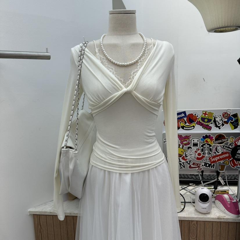 DELIGHT-Q韓國直郵實拍女裝新款熱賣人氣26春夏長袖T恤蕾絲DELIGHT-Q長袖T恤