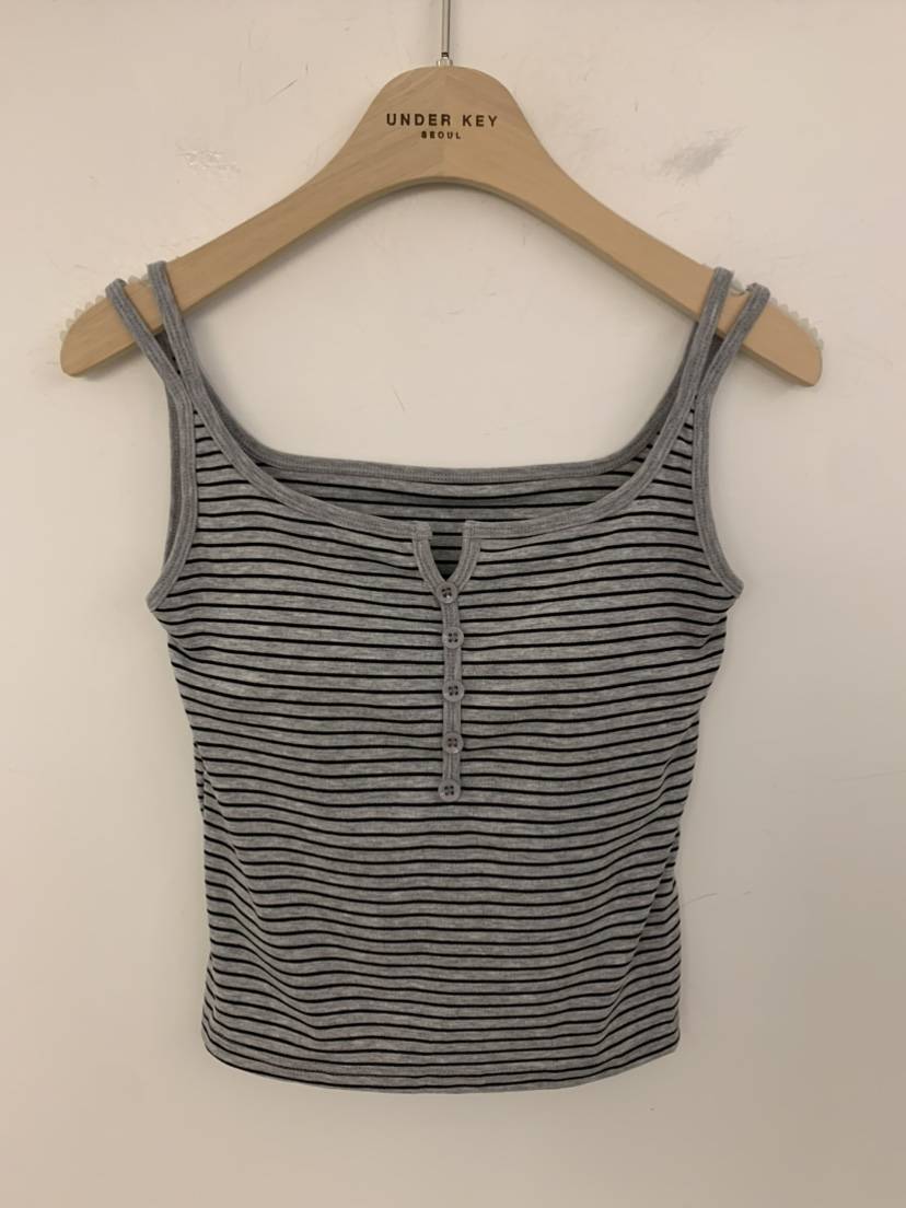 UNDER KEY韓國直郵女裝新品職業熱賣26春夏吊帶背心紐扣UNDER KEY吊帶/背心