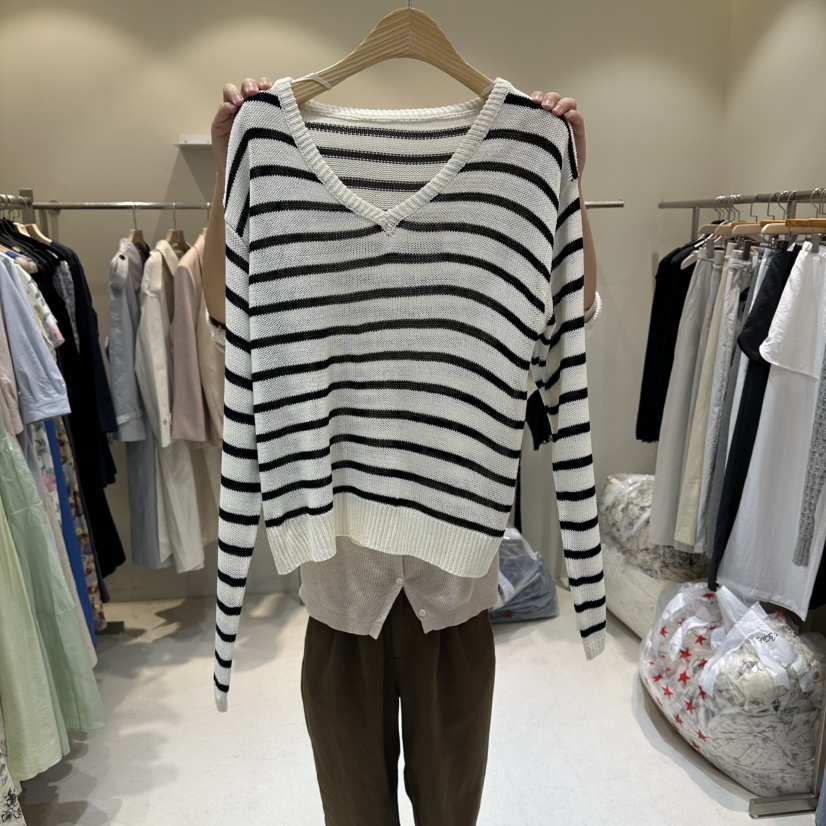 HER/PLAYLIST韓國東大門代購女裝新品熱賣時尚針織衫條紋HER/PLAYLIST針織衫