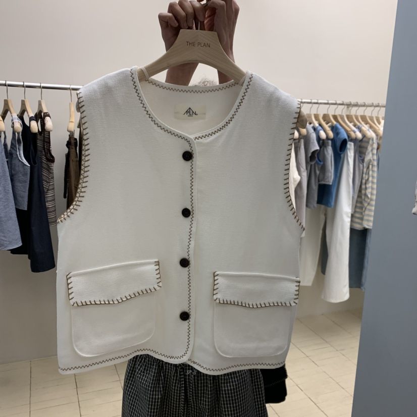 THEPLAN韓國代購女士新品時尚休閑26春夏推薦熱賣馬甲刺繡THE PLAN馬甲