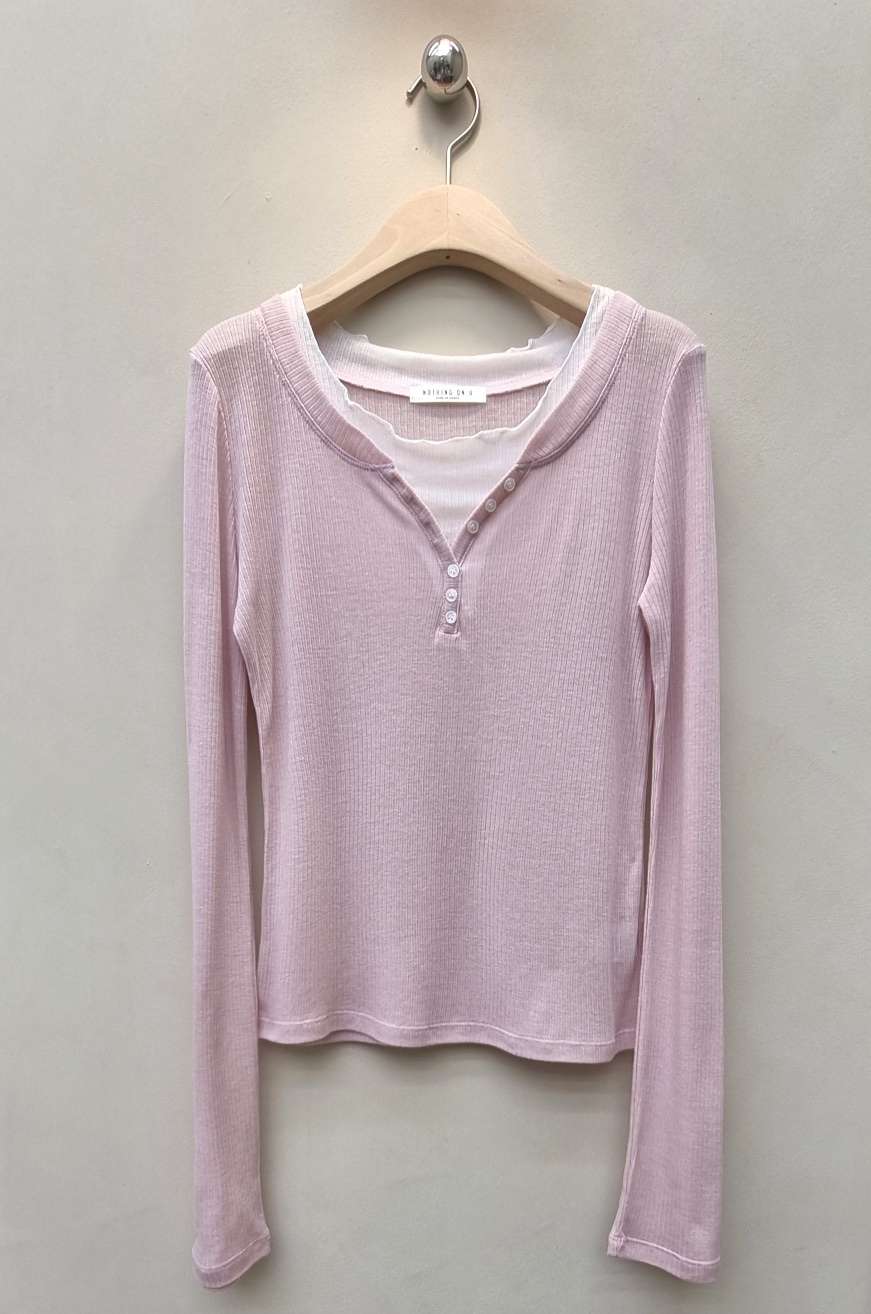 NOTHING韓國東大門直郵女裝新款人氣時尚職業長袖T恤撞色NOTHING長袖T恤