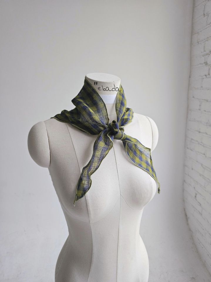 EBADA韓國東大門直郵女士新款26春夏休閑圍巾披肩格紋亞麻EBADA圍巾/披肩