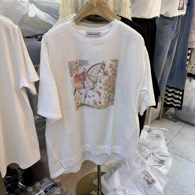 COCO HOLIC韓國直郵實拍女士新品職業時尚休閑熱賣T恤絲綢COCO HOLICT恤