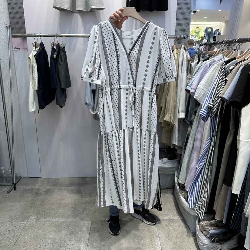 BLOOM韓國東大門代購女士新款職業熱賣26春夏休閑連衣裙條紋BLOOM-Q連衣裙