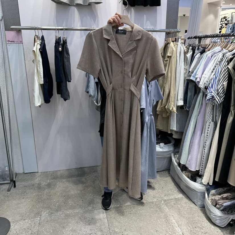 BLOOM韓國直郵實拍女裝新品熱賣時尚26春夏連衣裙腰帶褶裥BLOOM-Q連衣裙