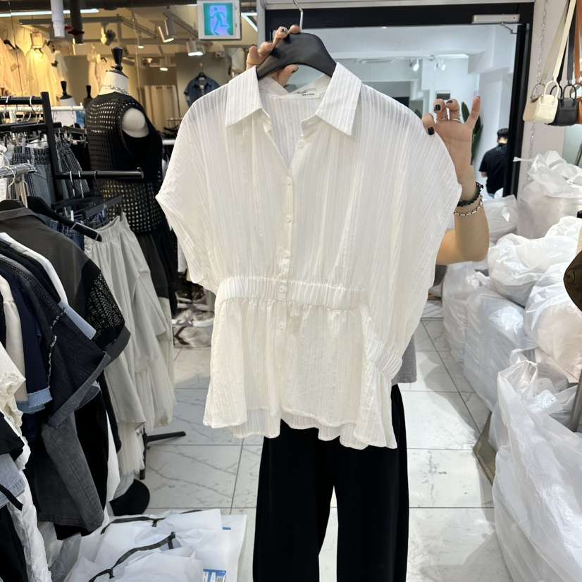 空韓國直郵女裝新品休閑職業推薦26春夏人氣襯衫蕾絲衫褶皺BAKHA襯衫/蕾絲衫