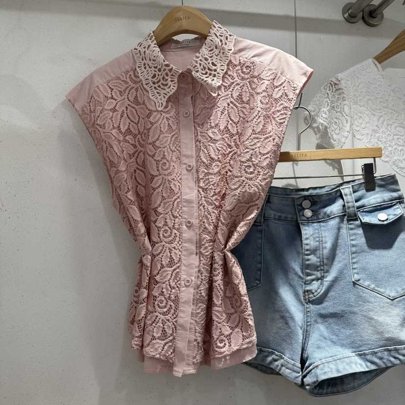 BELITA韓國東大門代購女裝新款職業熱賣推薦襯衫蕾絲衫系帶BELITA襯衫/蕾絲衫