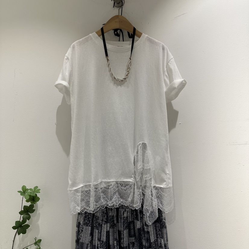 BELITA韓國直郵實拍女裝新款熱賣襯衫蕾絲衫不含項鏈假兩件蕾絲開衩BELITA襯衫/蕾絲衫