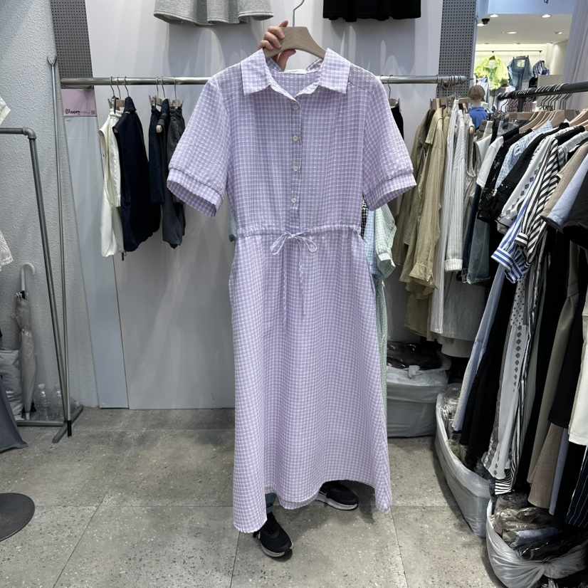 BLOOM韓國直郵實拍女裝新品26春夏推薦休閑職業連衣裙格紋BLOOM-Q連衣裙