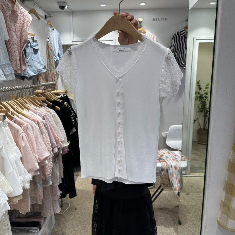 BELITA韓國直郵實拍女士新款推薦26春夏時尚熱賣人氣T恤V領BELITAT恤