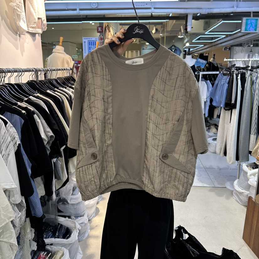 空韓國東大門代購女裝新品休閑熱賣推薦時尚襯衫蕾絲衫口袋BAKHA襯衫/蕾絲衫