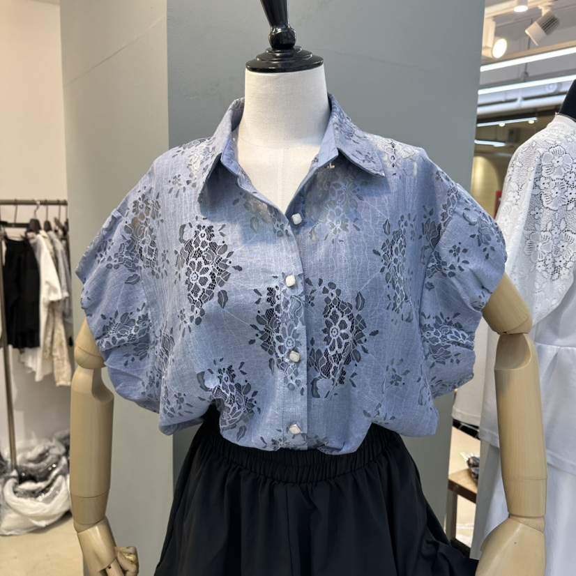 空韓國東大門直郵女士新品熱賣人氣26春夏襯衫蕾絲衫蕾絲BAKHA襯衫/蕾絲衫