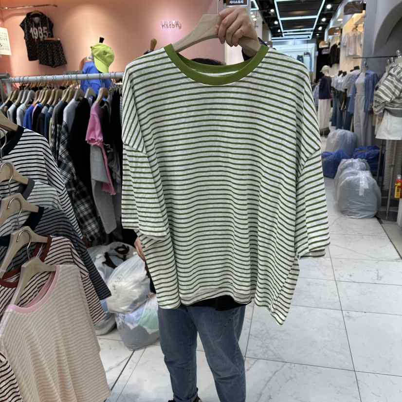 BLOOM韓國東大門代購女士新款時尚休閑熱賣人氣推薦T恤條紋BLOOM-QT恤